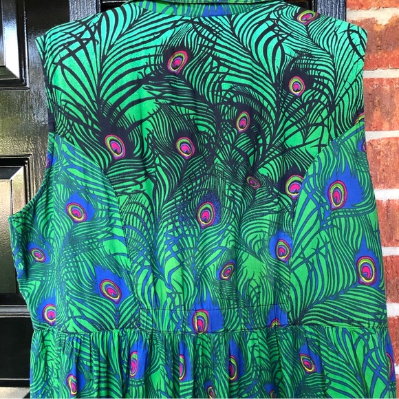 Phool Tiered Peacock Design MIDI Dress 1X - Picture 6 of 7